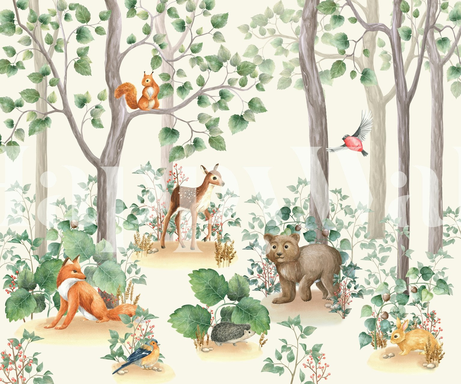 Woodland stories tapetti huoneessa