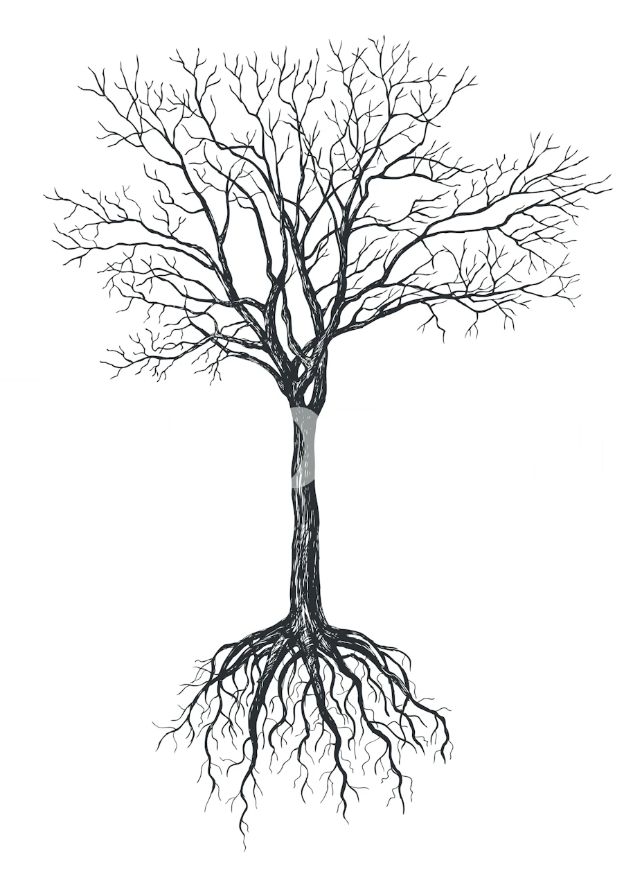 Tree without leaves wallpaper in a room