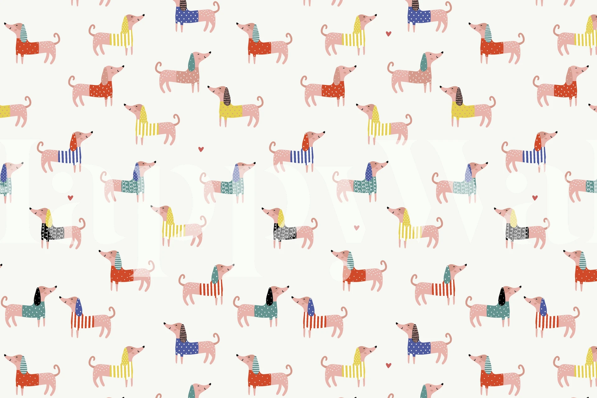 Colorful dachshund wallpaper with playful dog patterns