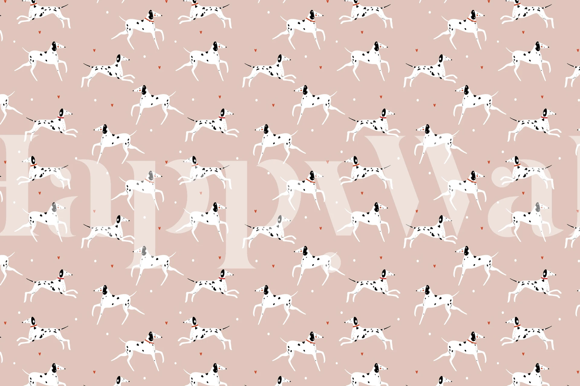 White Dalmatian dogs on soft pink background wallpaper