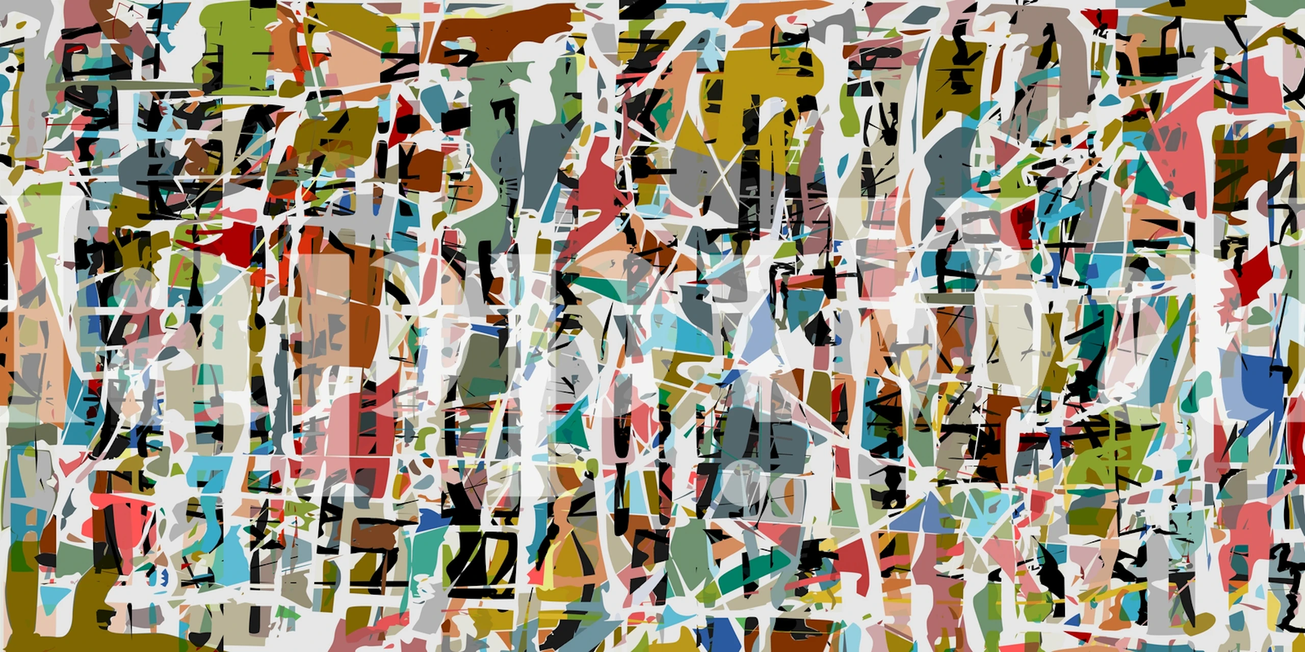 Colorful abstract geometric shapes and lines wallpaper