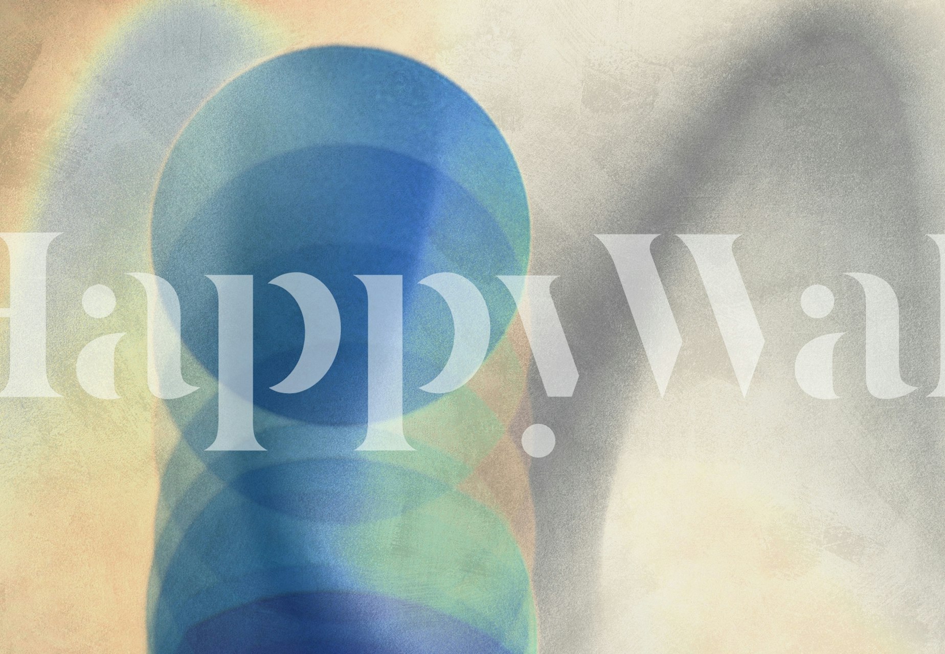 Abstract circular shapes in hues of blue and soft beige wallpaper