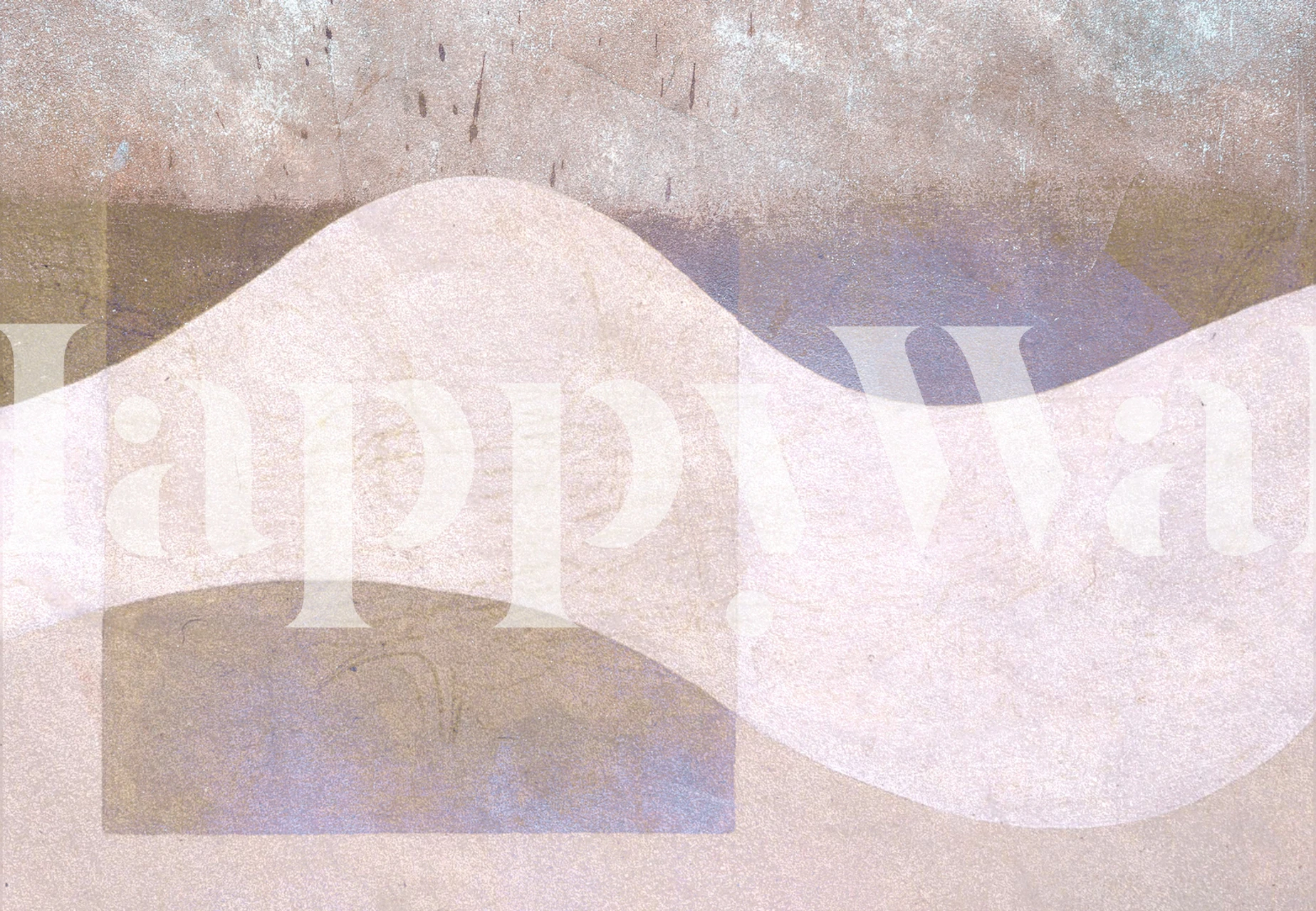 Carta da parati astratta con curve morbide e toni invernali tenui