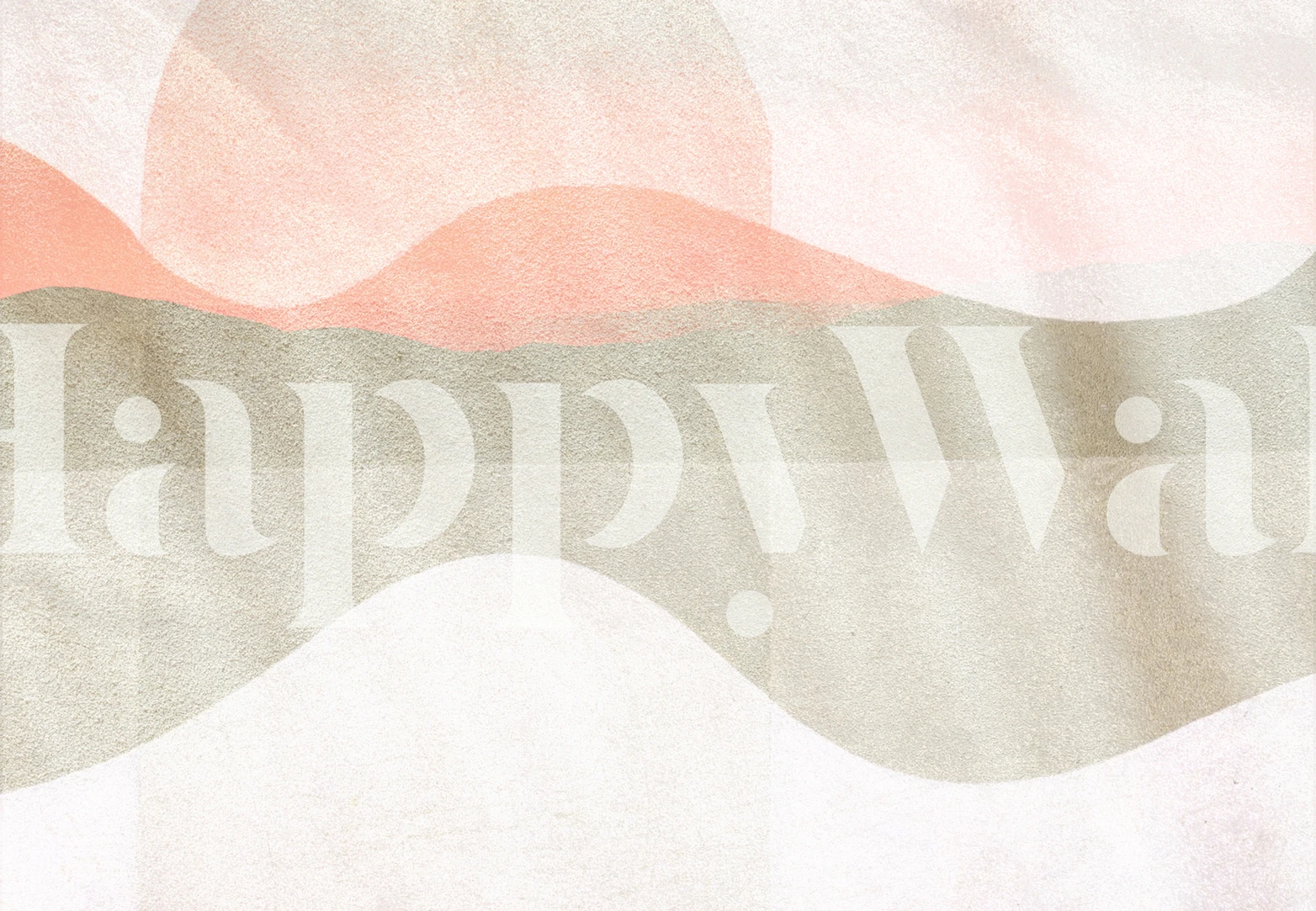 Abstract waves in coral, beige, and gray colors wallpaper