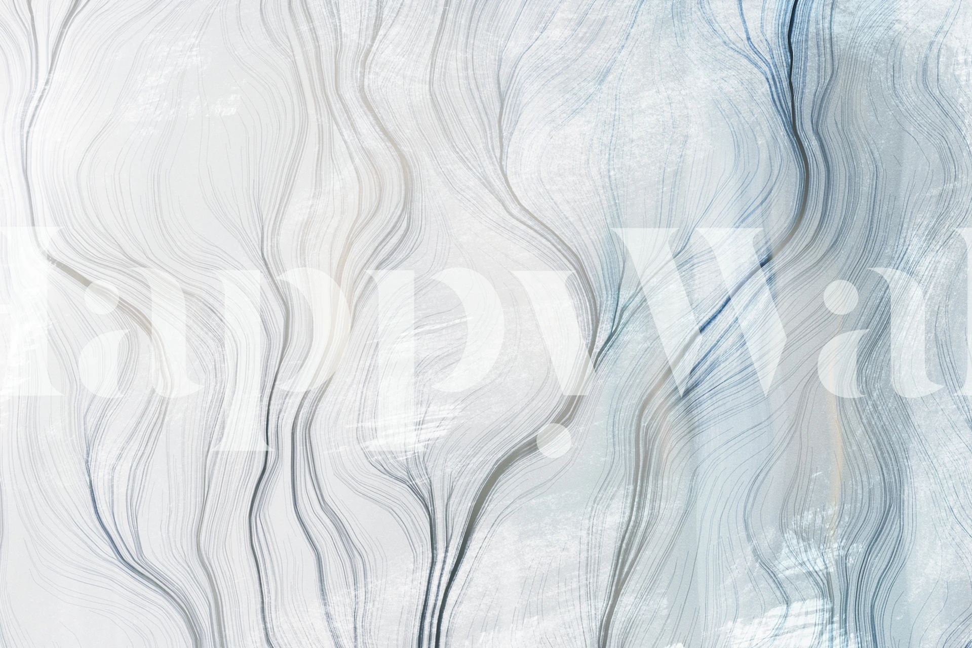 Abstract wavy pattern in blue and cream tones wallpaper