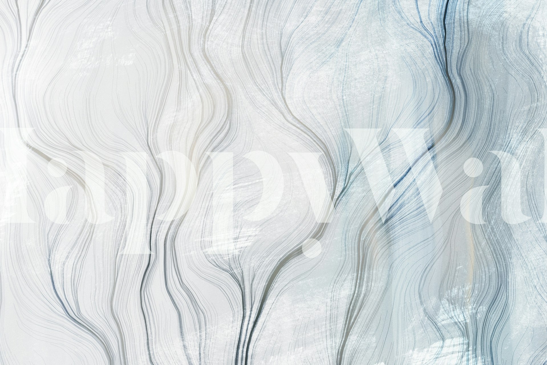 Abstract wavy pattern in blue and cream tones wallpaper