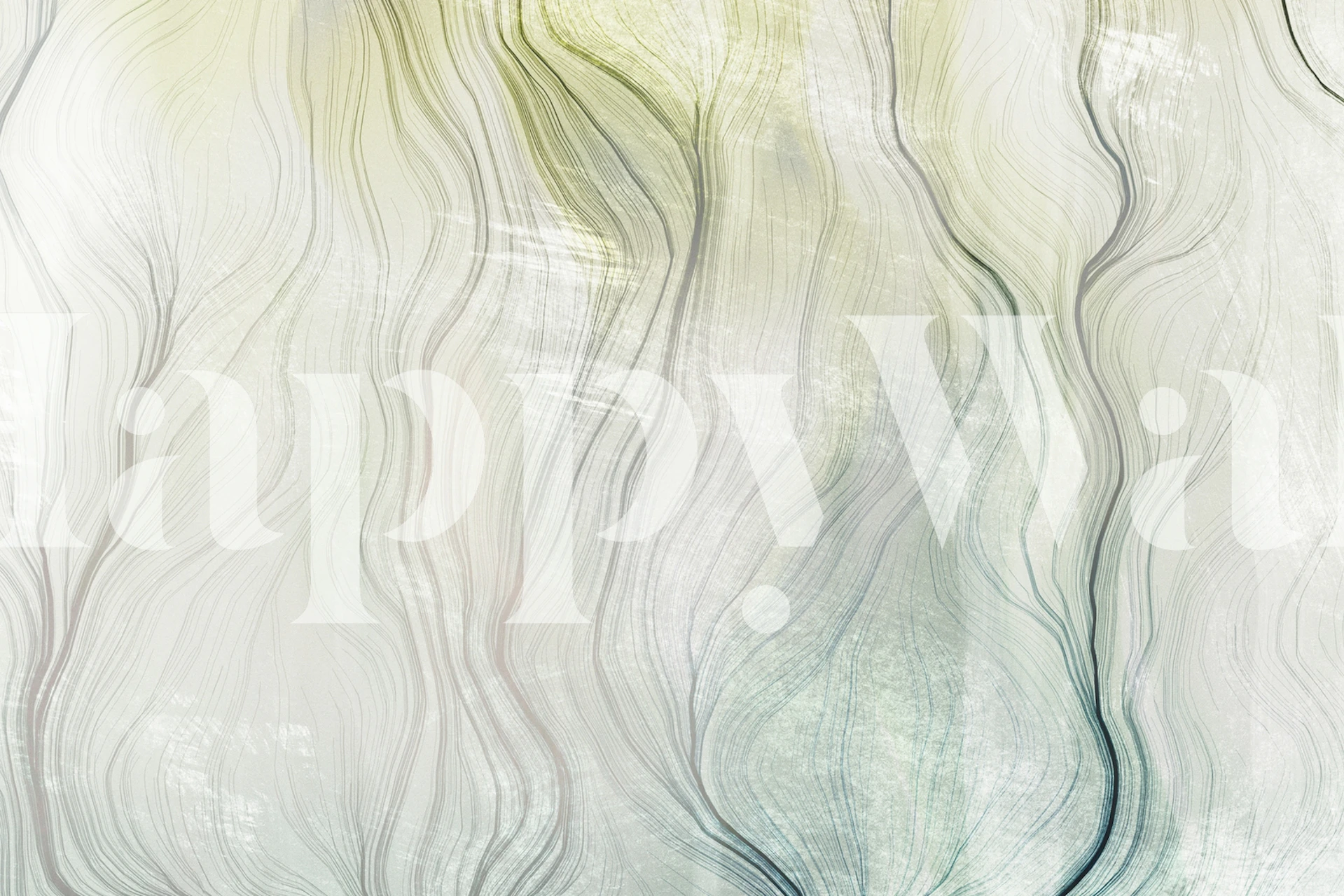 Abstract wave pattern wallpaper in soft green and gray tones