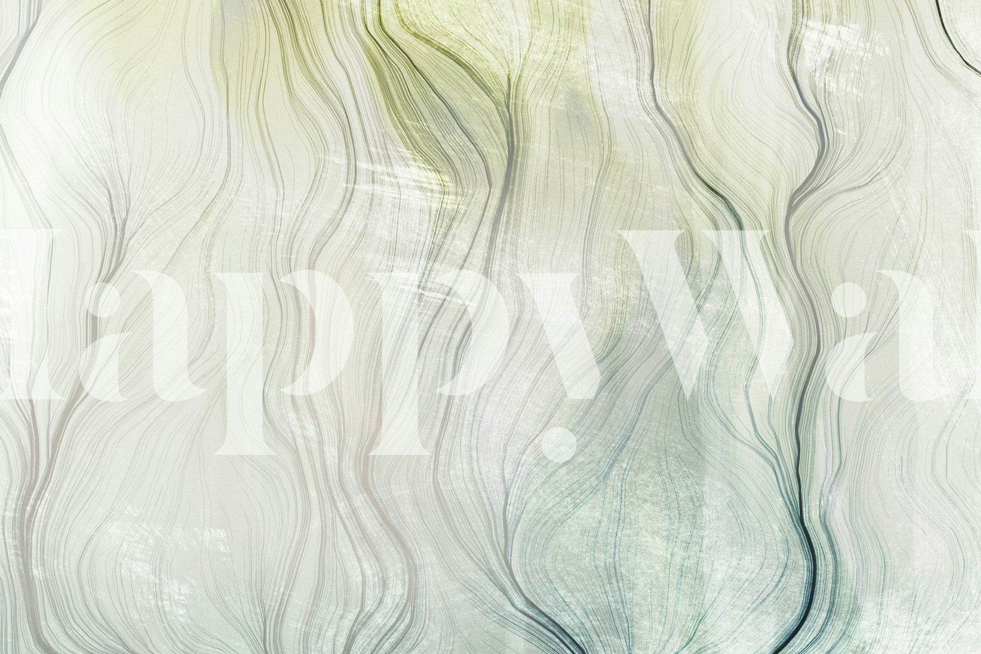 Abstract wave pattern wallpaper in soft green and gray tones