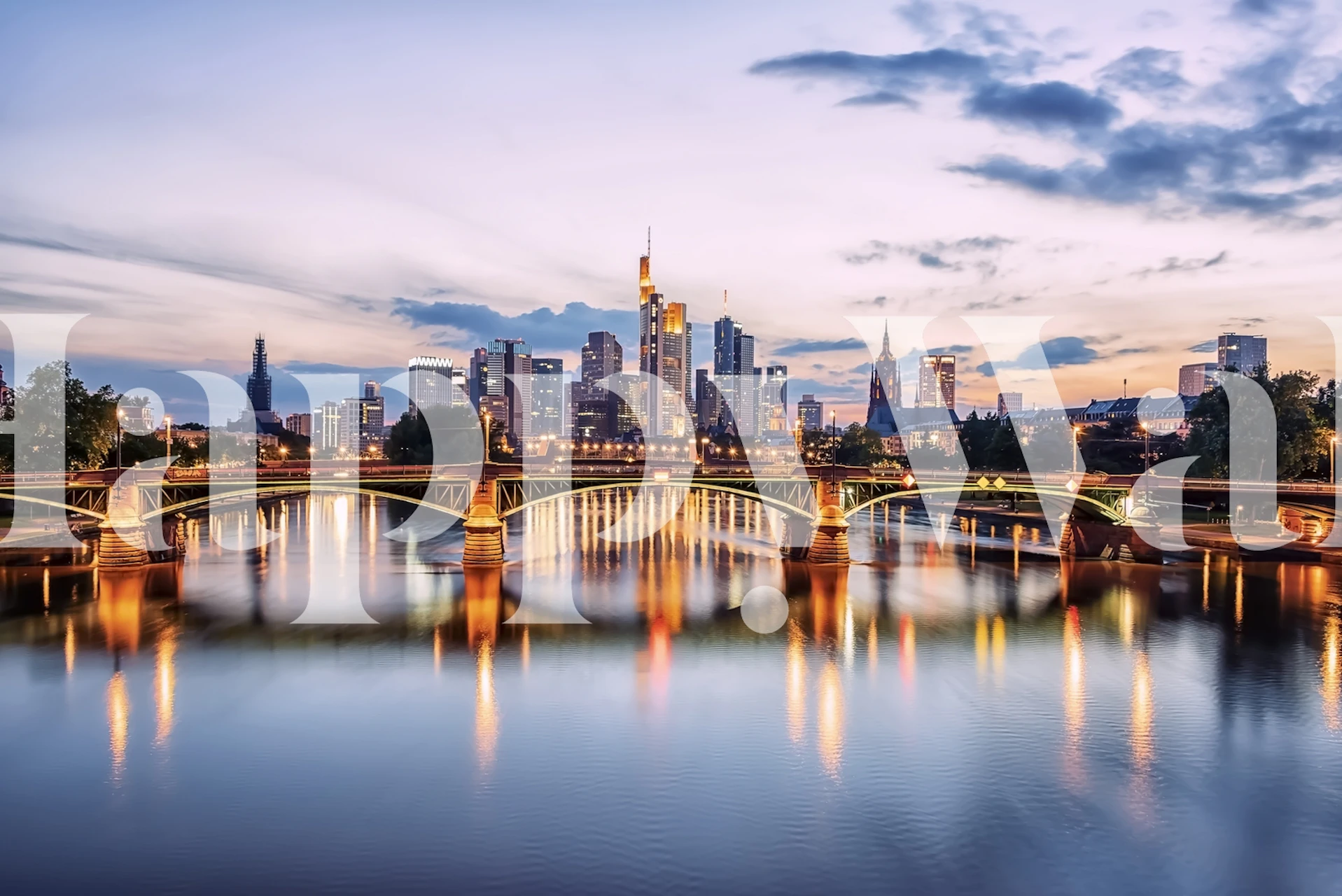 Papel de parede paisagem urbana de Frankfurt - Design de mural premium