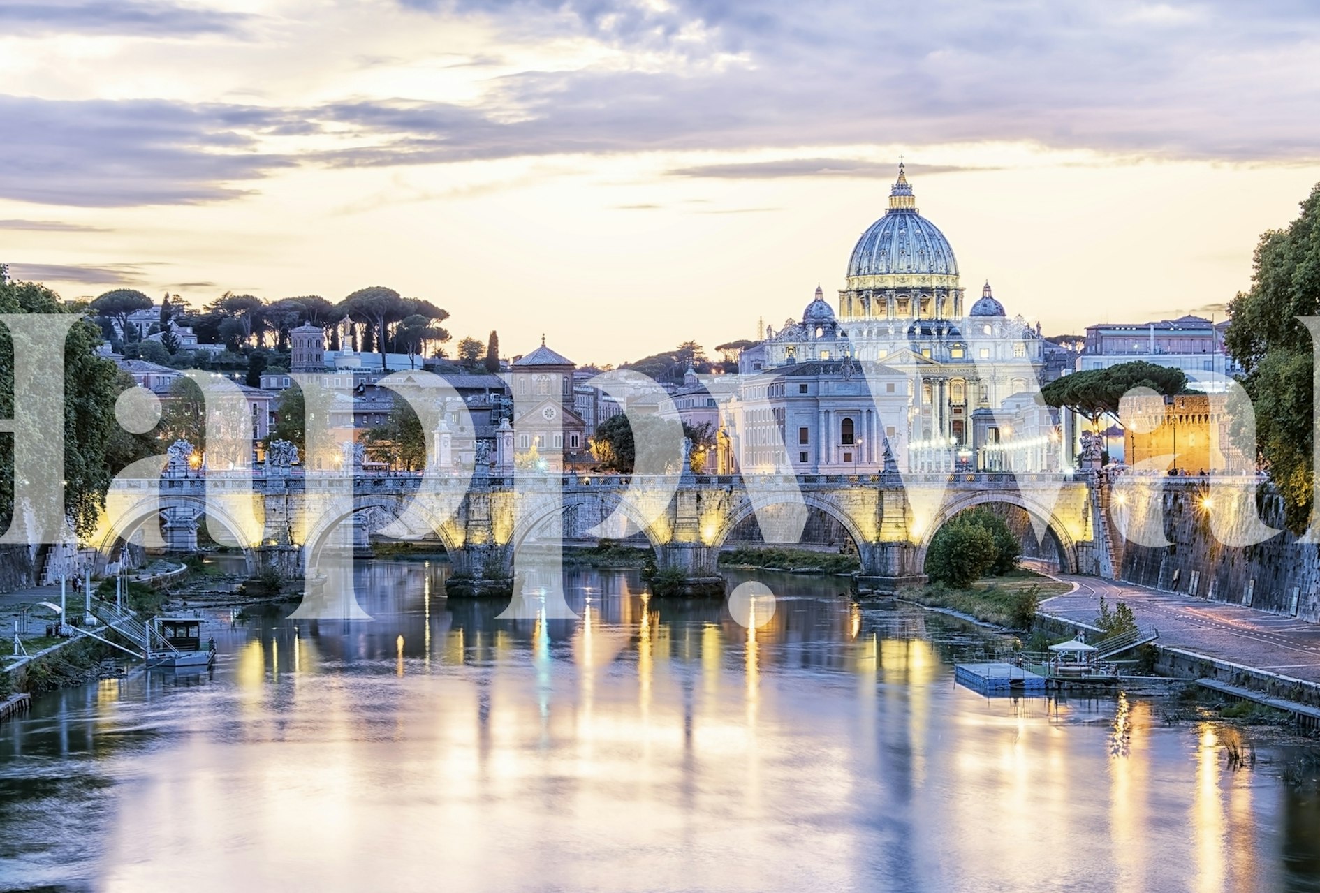 Rome city wallpaper displayed in a room