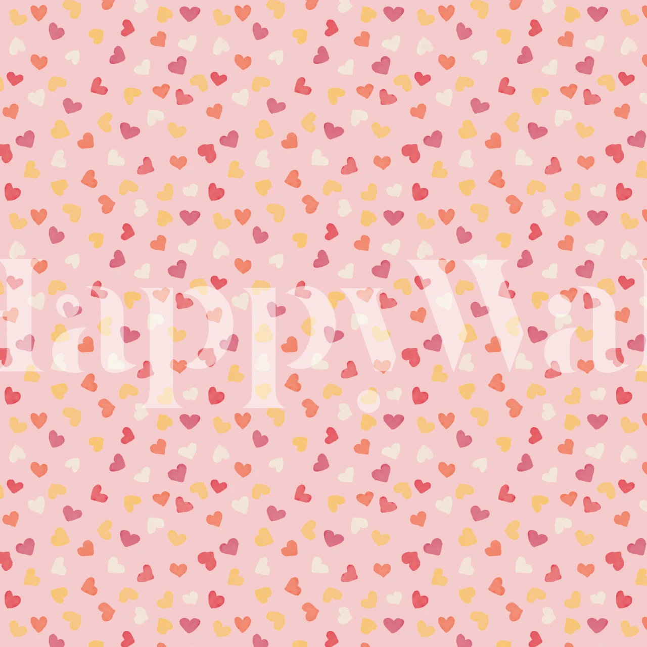 Pink hearts scattered on a light pink background wallpaper