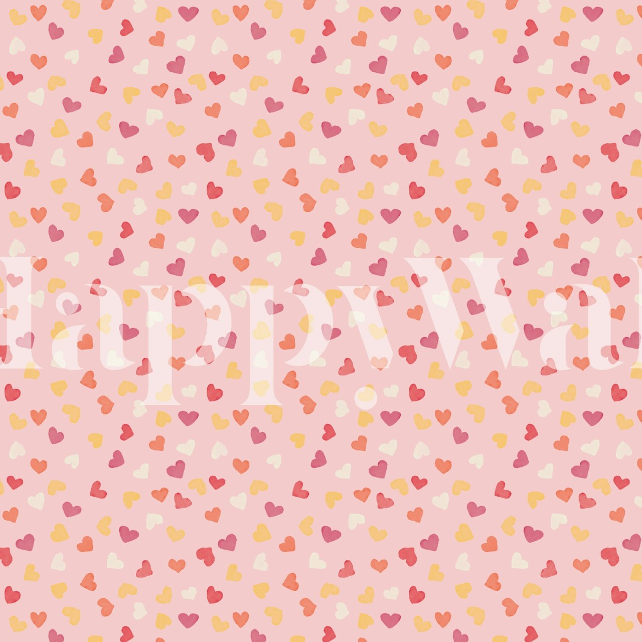 Pink hearts scattered on a light pink background wallpaper