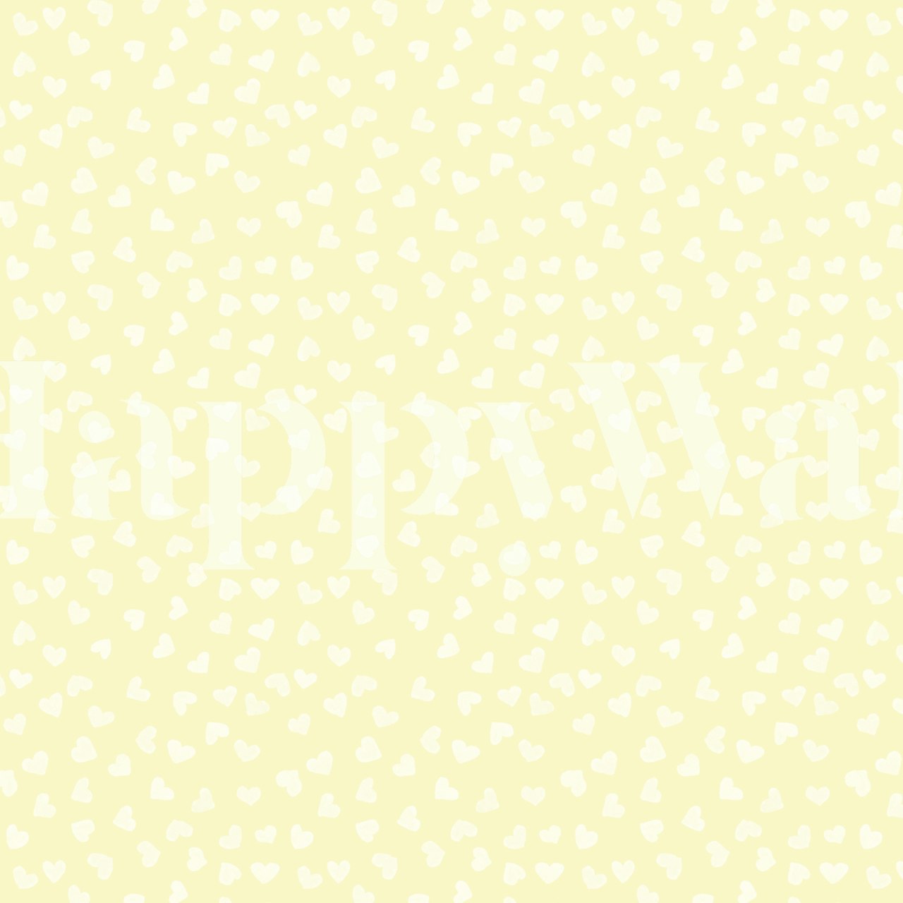 Small white hearts on a lemon yellow background wallpaper