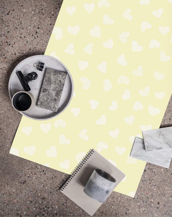 Love Hearts Lemon Yellow tapet roll