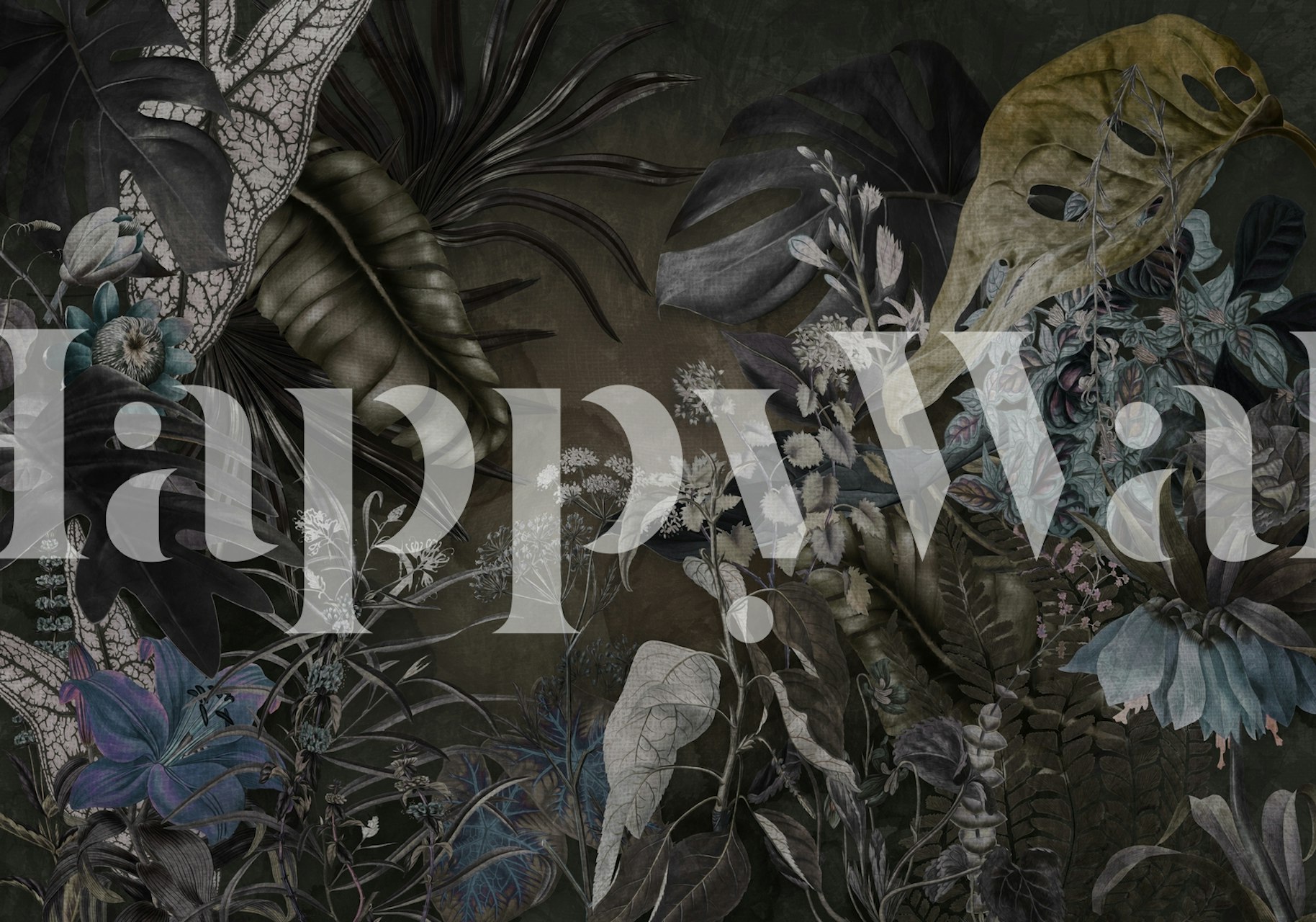 Jungle plants vintage carta da parati in un ambiente