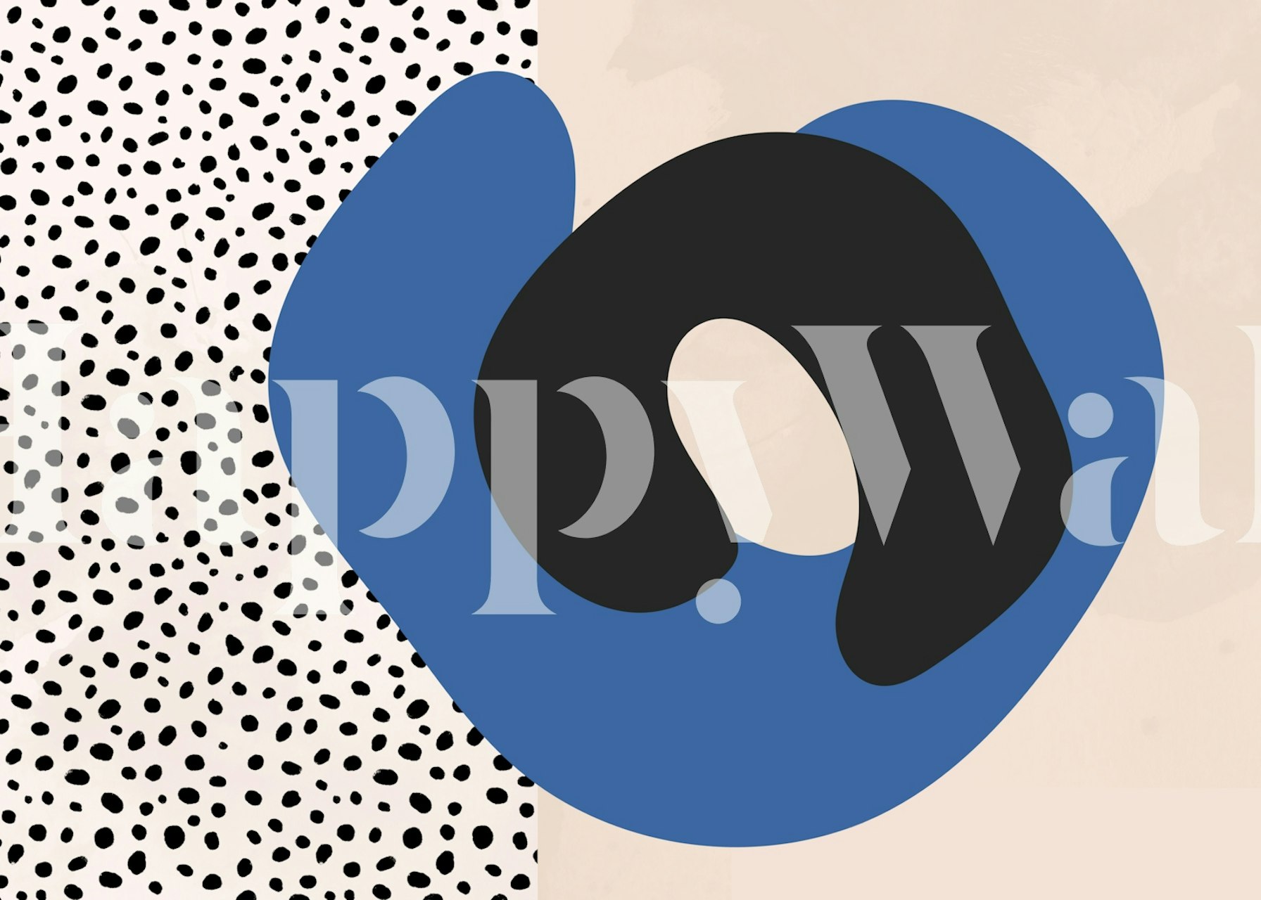 Blue Beige Mid Century Modern Τοίχο Μωσαϊκό με Αφηρημένες Μορφές