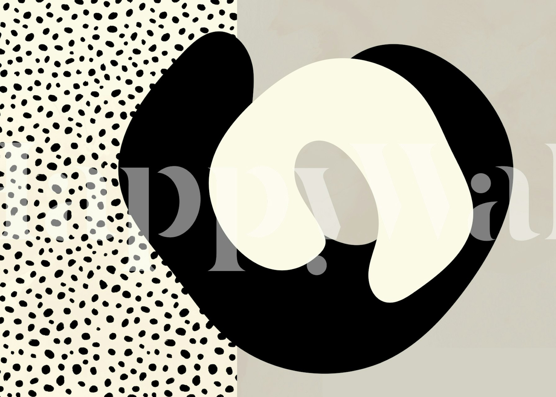 Abstract black and white shapes on a textured background wallpaper