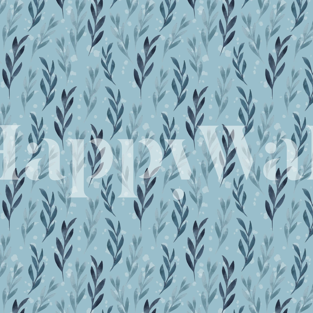 Blue leaves pattern wallpaper on a soft blue background