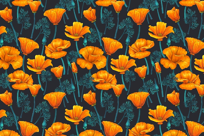 Red and green poppy field Poppy Wallpaper Photo - TenStickers