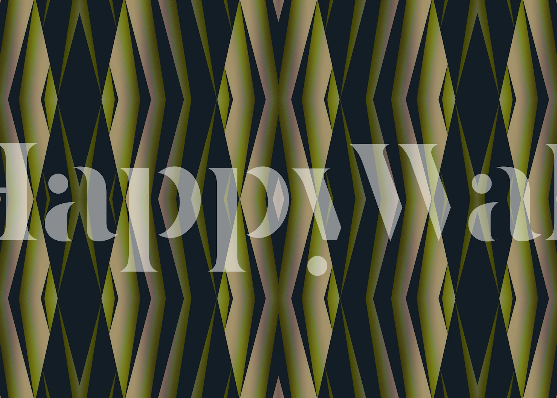 Geometric green and black mid-century modern wall mural