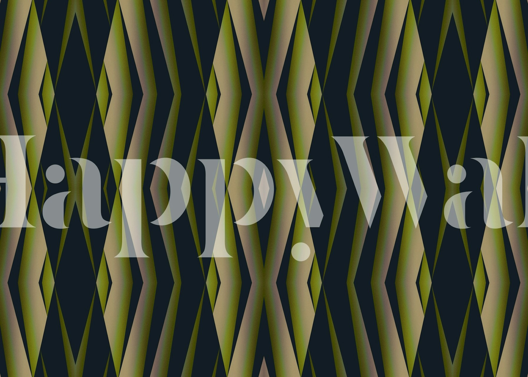 Geometric green and black mid-century modern wall mural