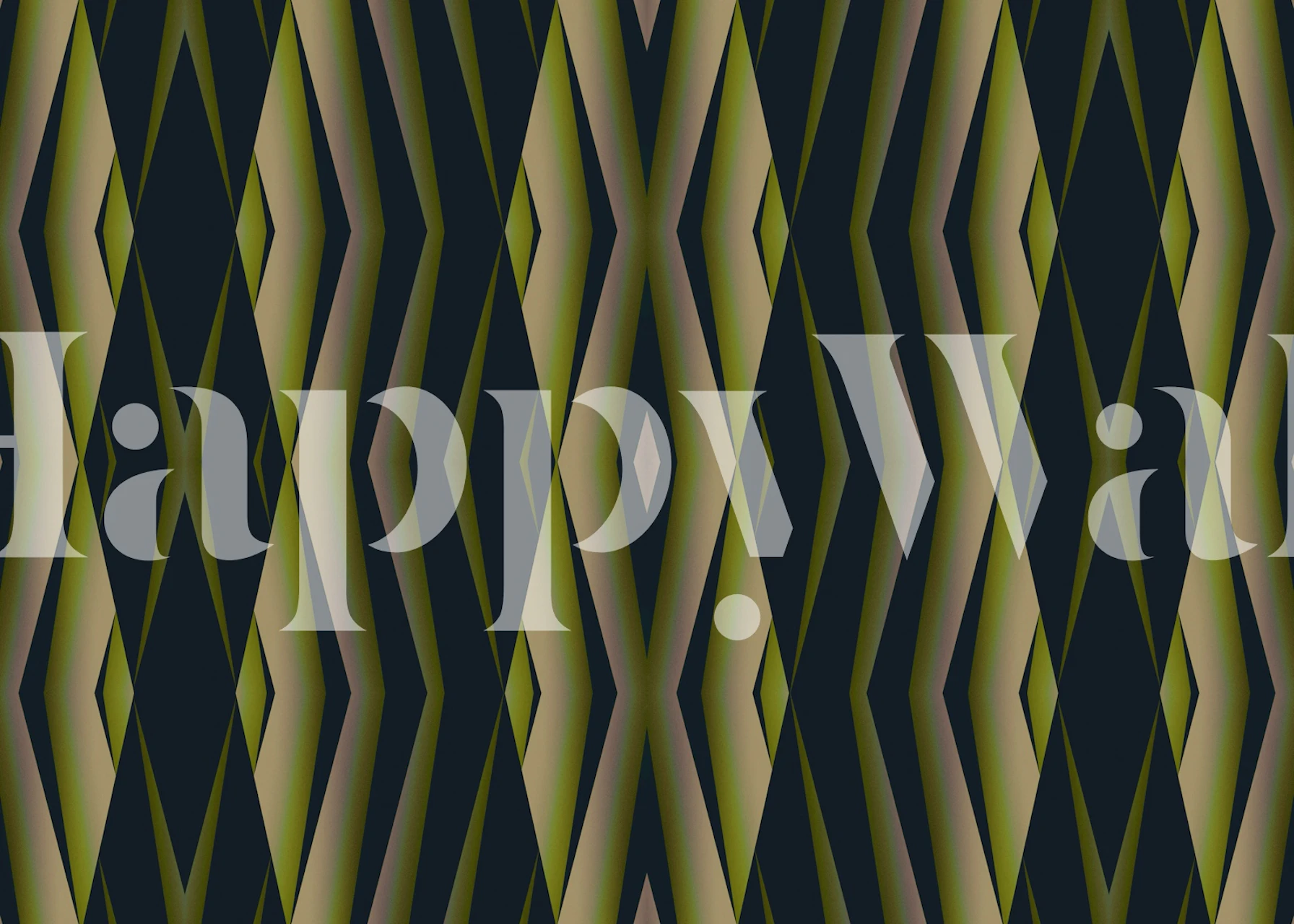Geometric green and black mid-century modern wall mural
