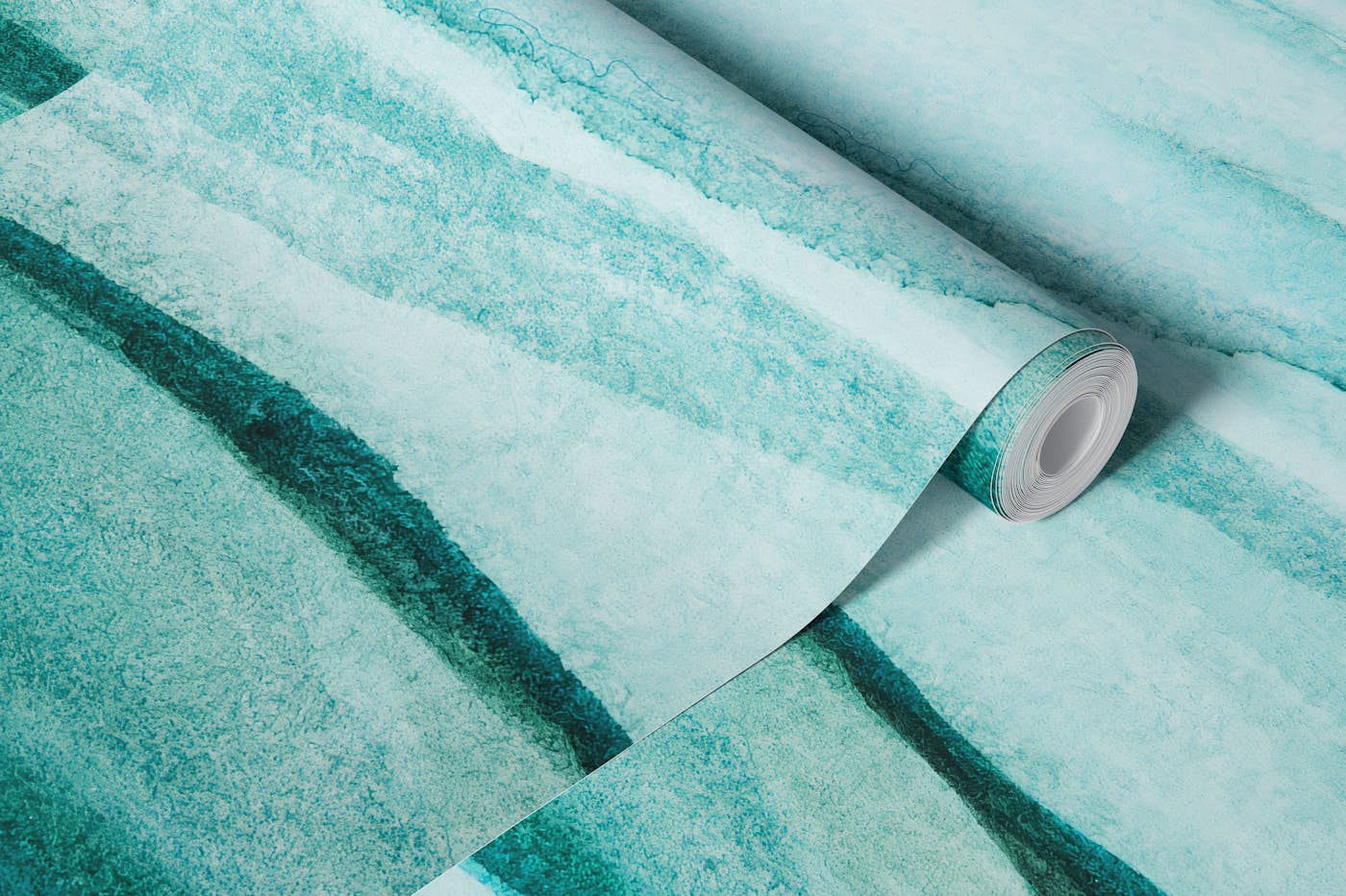 Ombre green wave wallpaper roll