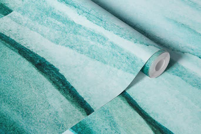 Ombre green wavewallpaper roll