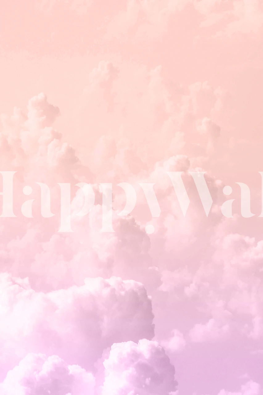 Soft pink ombre clouds wallpaper with fluffy clouds blending hues