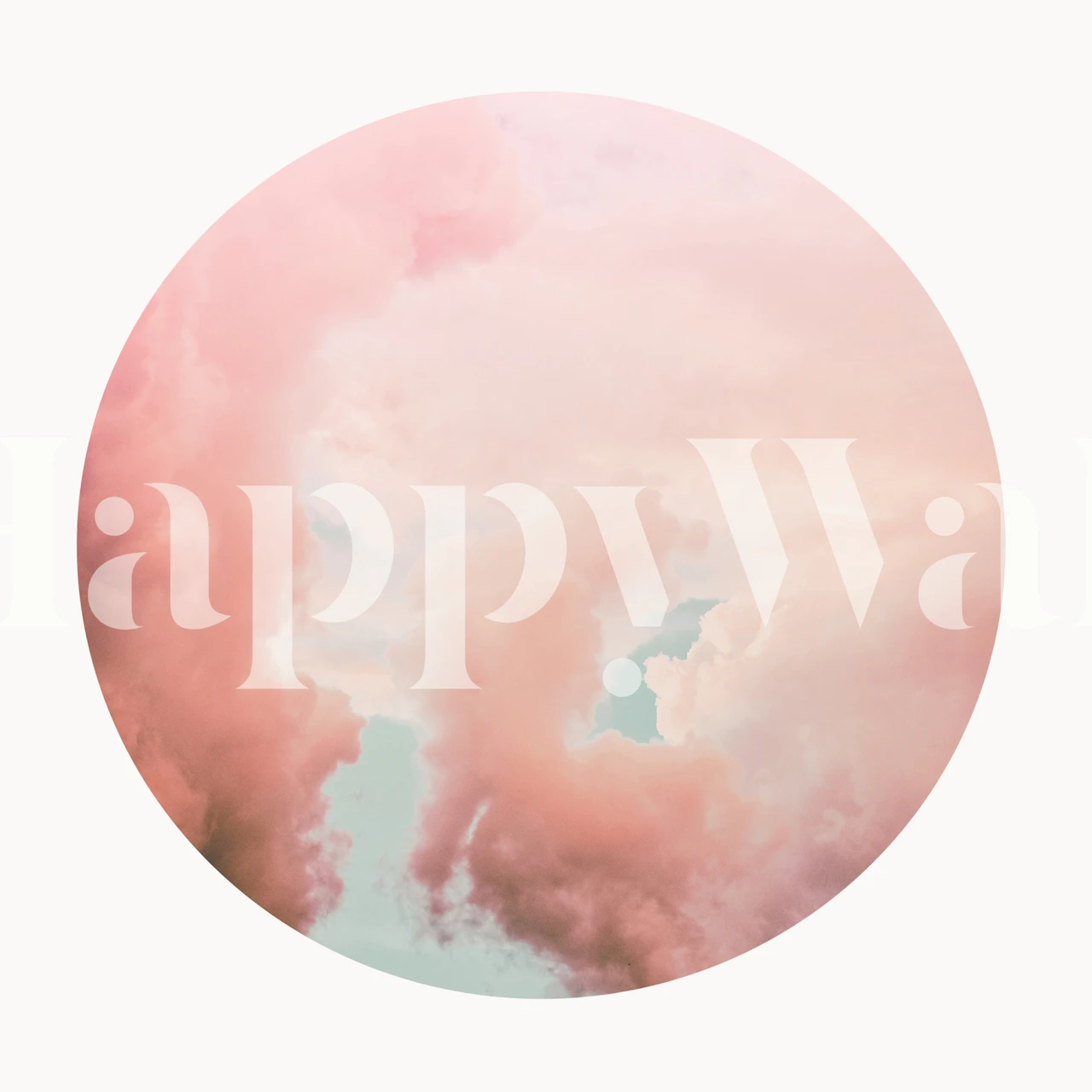 Pink cloudscape tapet visad i ett rum