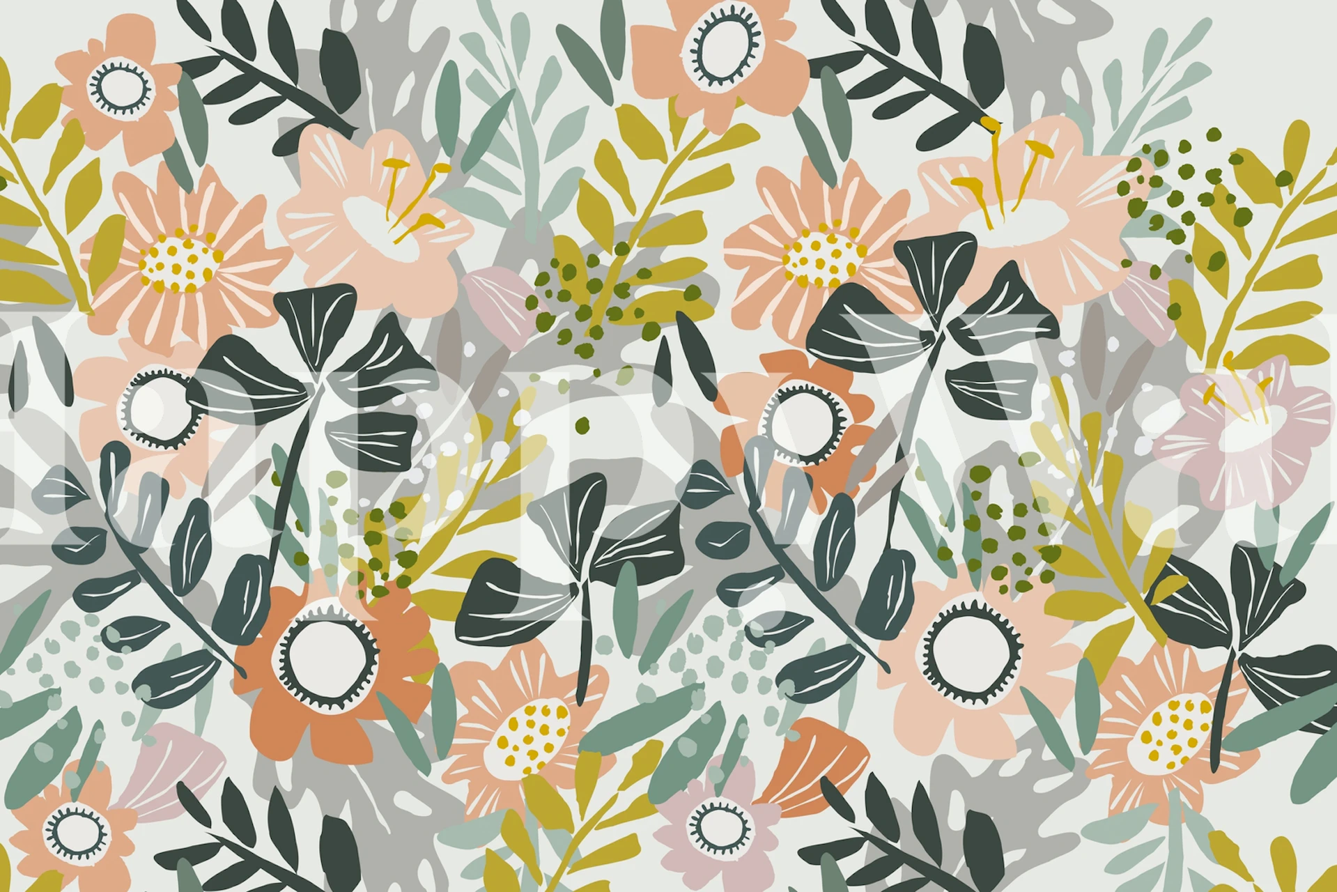 Blomstret tapet i et cozy rum