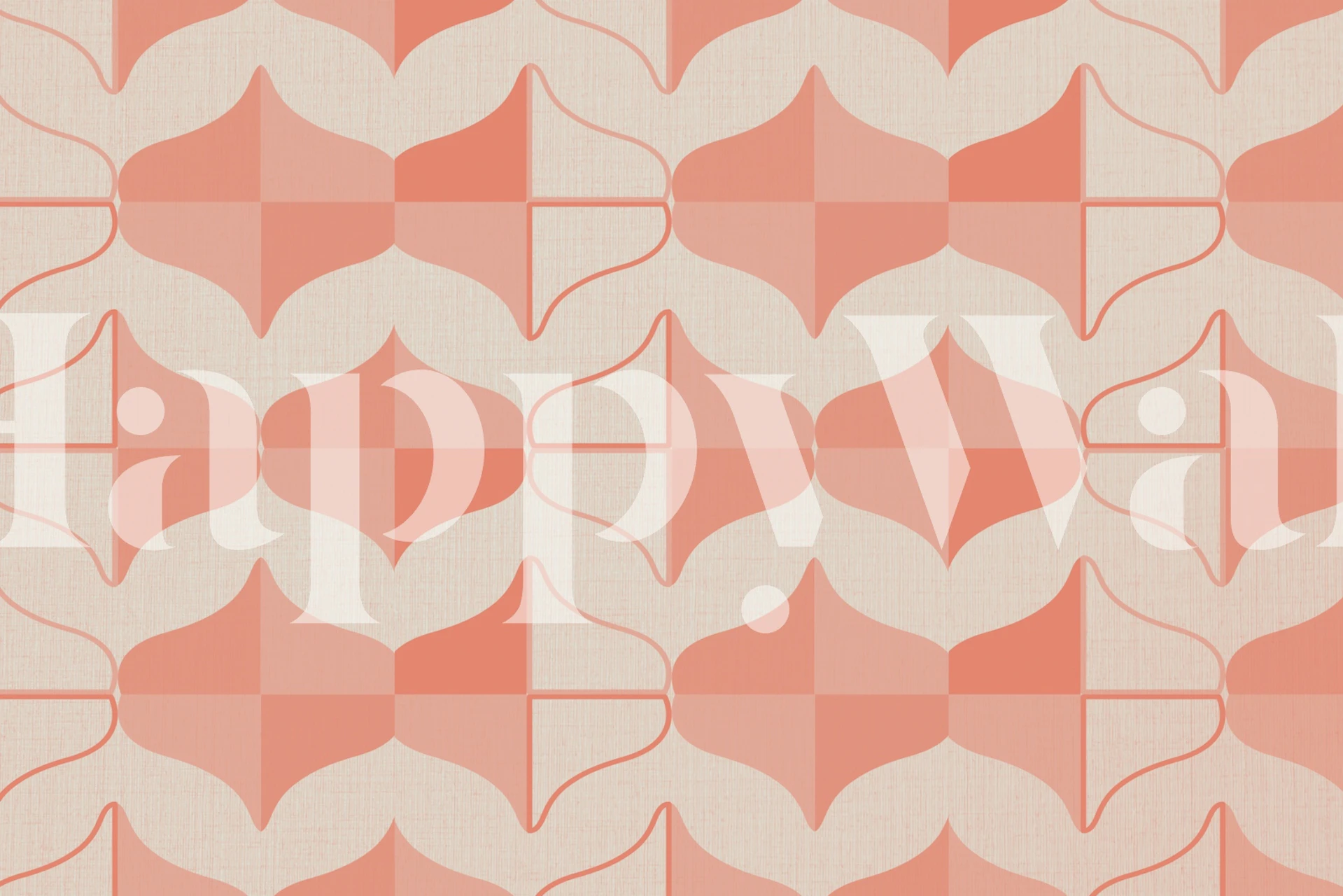 Mid-century modern abstract wall mural in muted colors