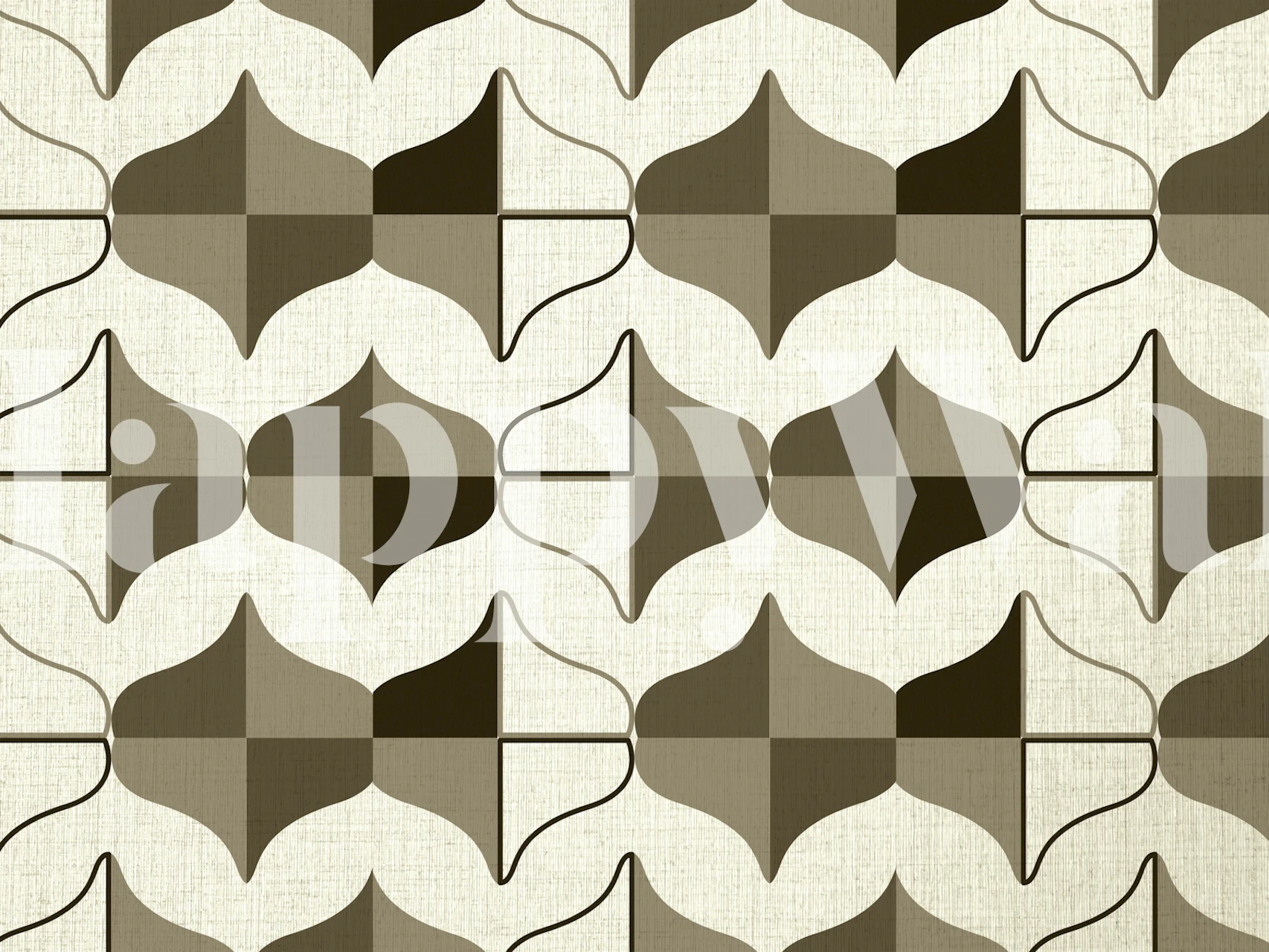 Organic Mid Century Abstract wall mural with geometric shapes in earthy tones