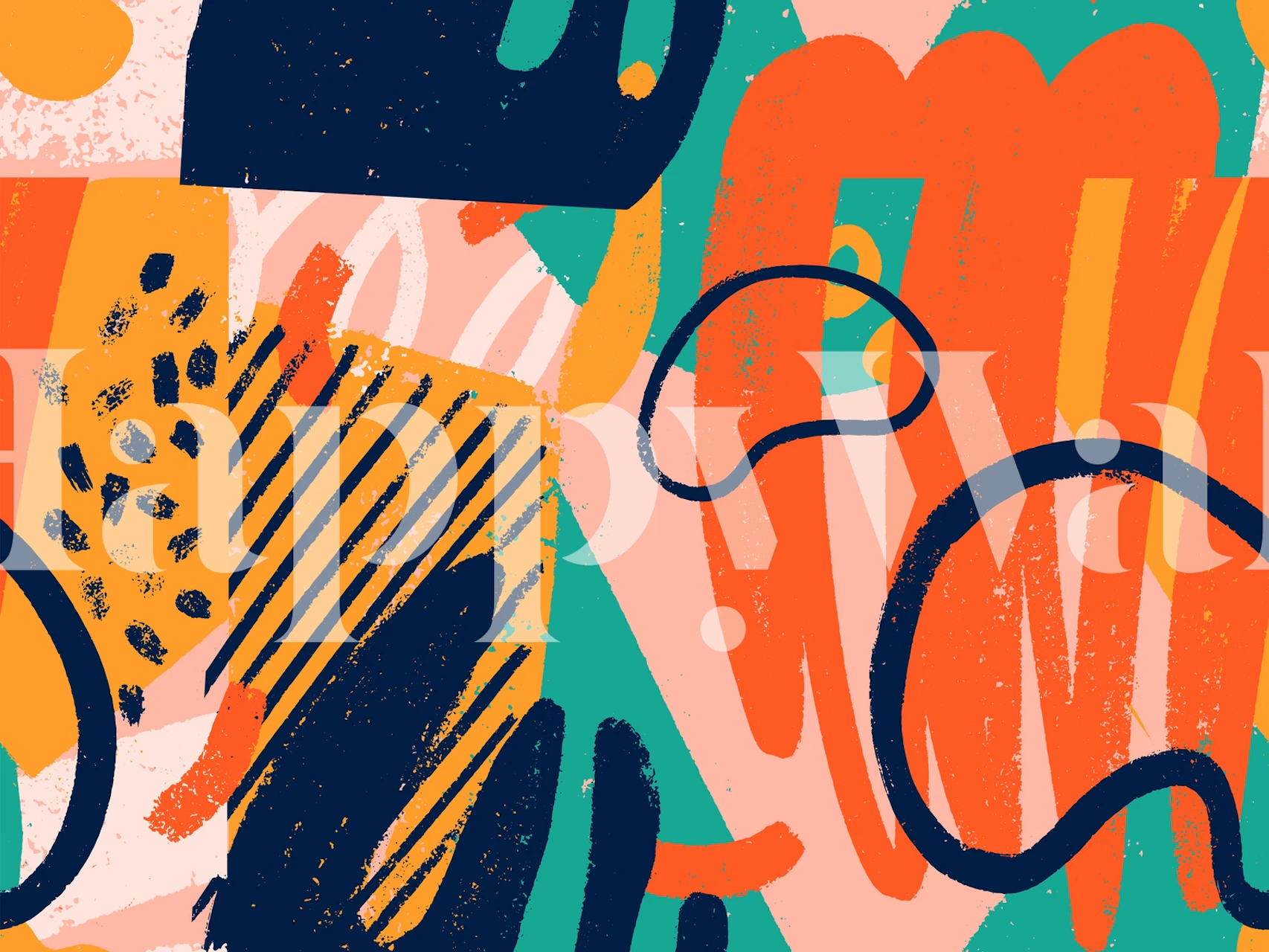 Složitá a živá Colorful doodle art nástěnná malba