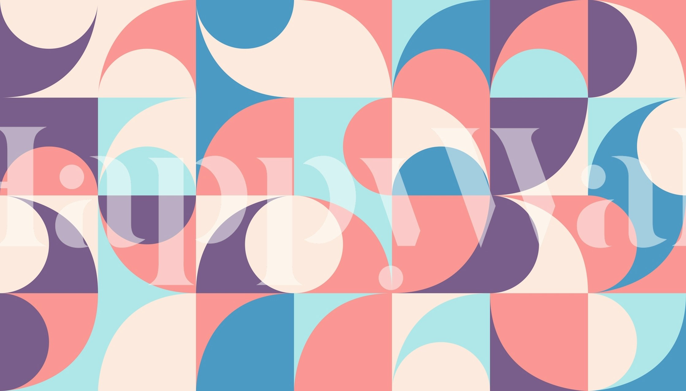 Mid century abstract Tapete in einem Raum