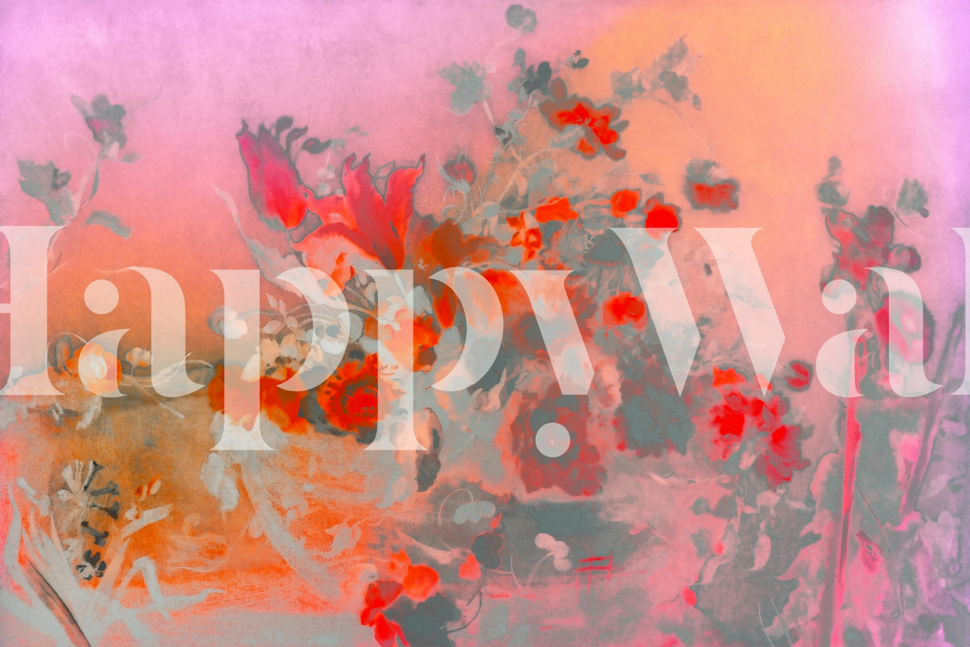 Vintage Flowers Expressionist tapet visas i ett rum