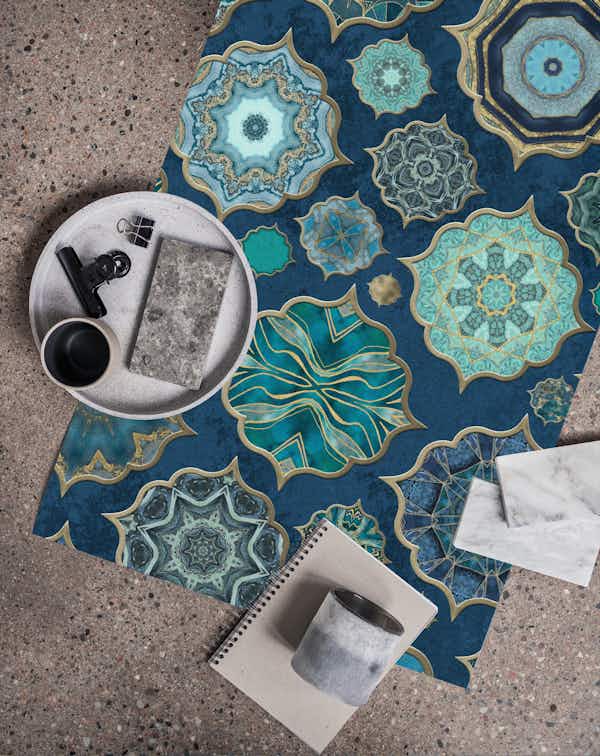 Buy Moroccan Tiles Teal Luxury wallpaper - Free shipping