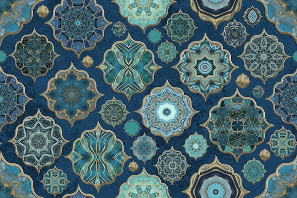 Moroccan Tiles Teal Luxury 2