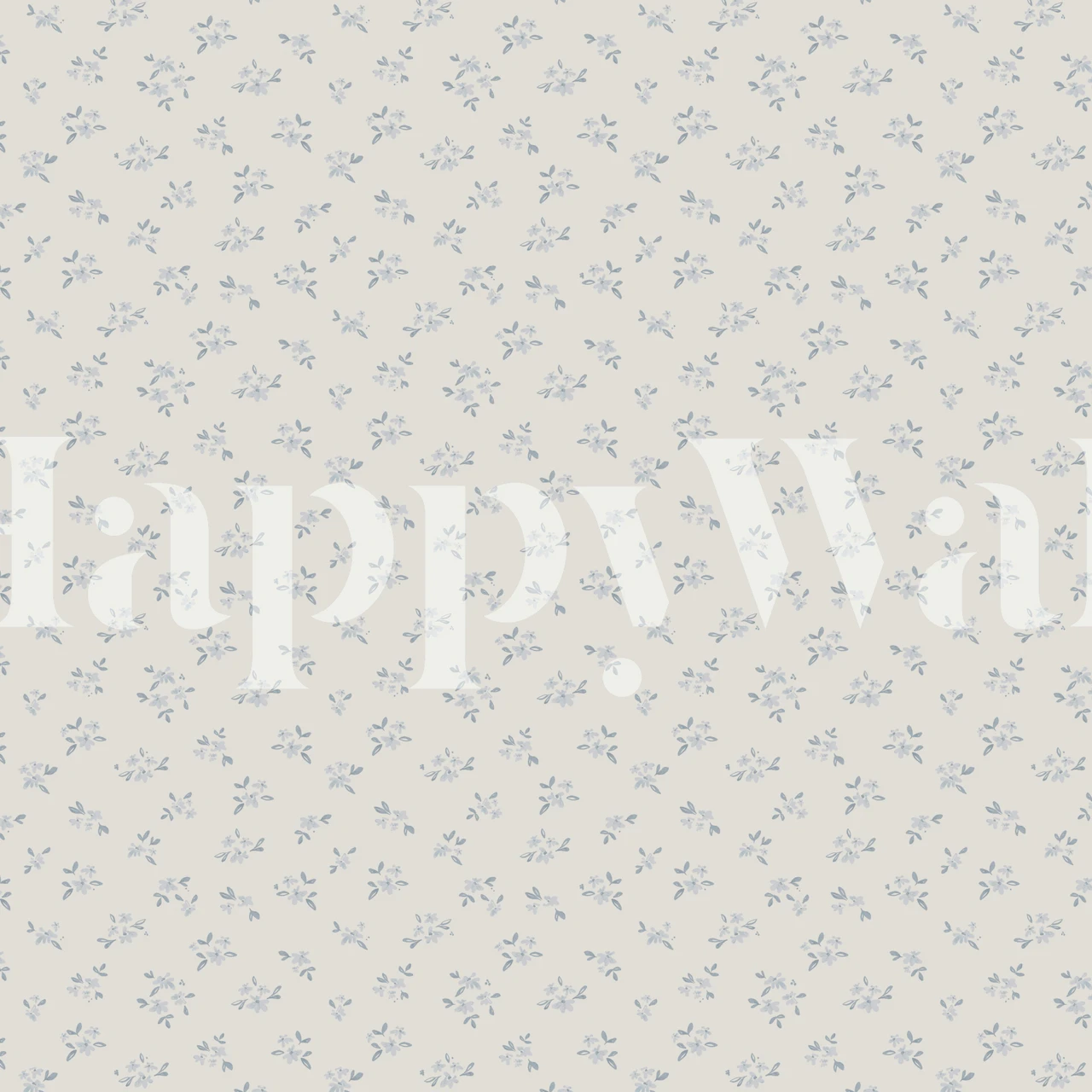 Soft floral pattern in misty blue on beige background wallpaper