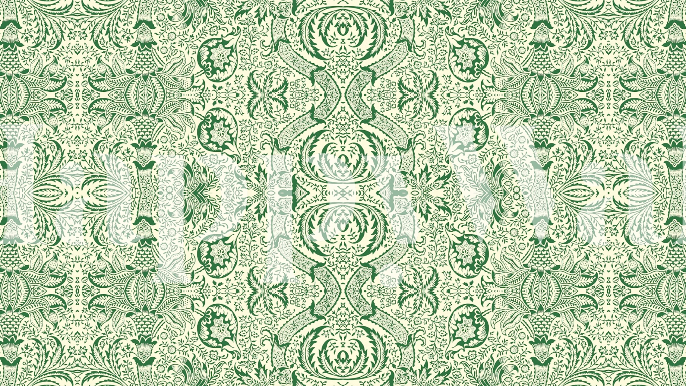 Green Farm House Flowers wallpaper in a room