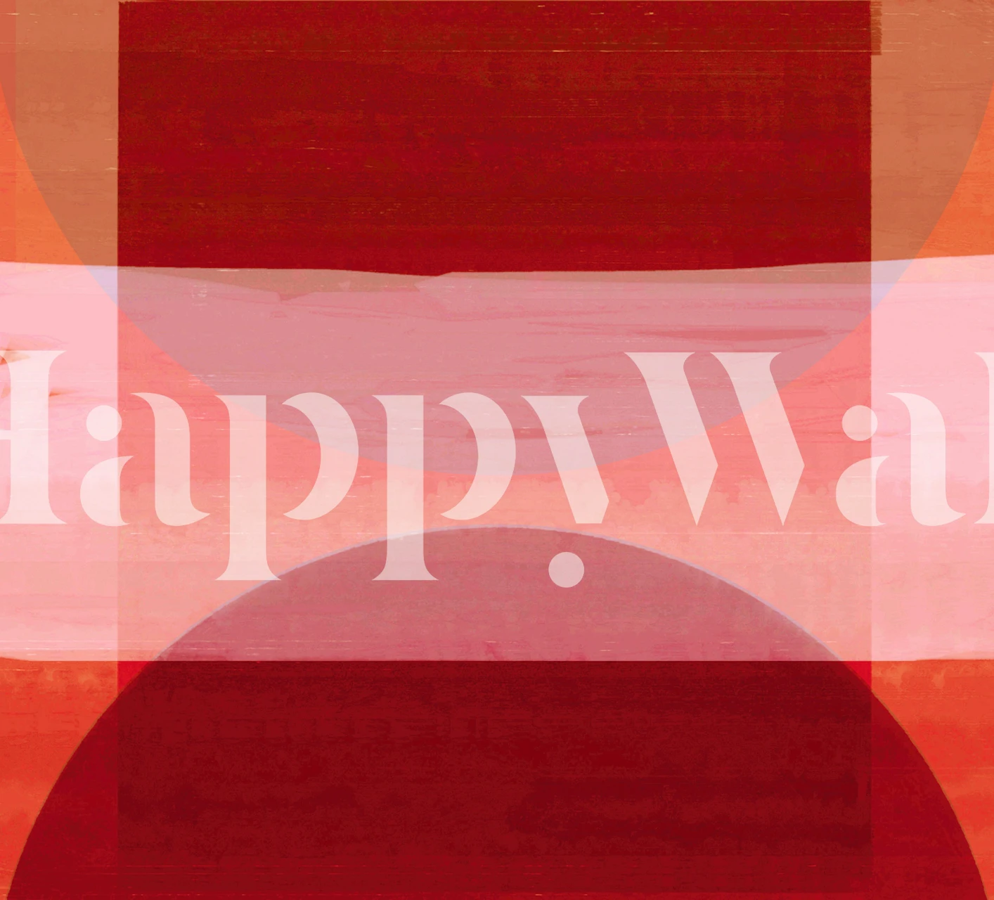 Warme, op Bauhaus geïnspireerde muurschildering uit de jaren 2000 met geometrische vormen in warme tinten