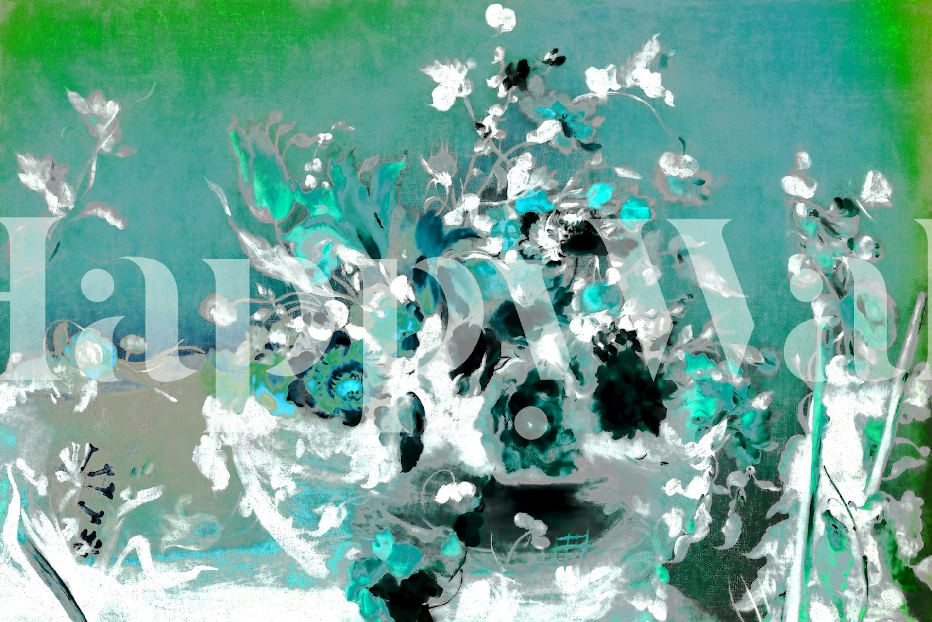 Papel pintado Vibrant Cyan Flower en una habitación