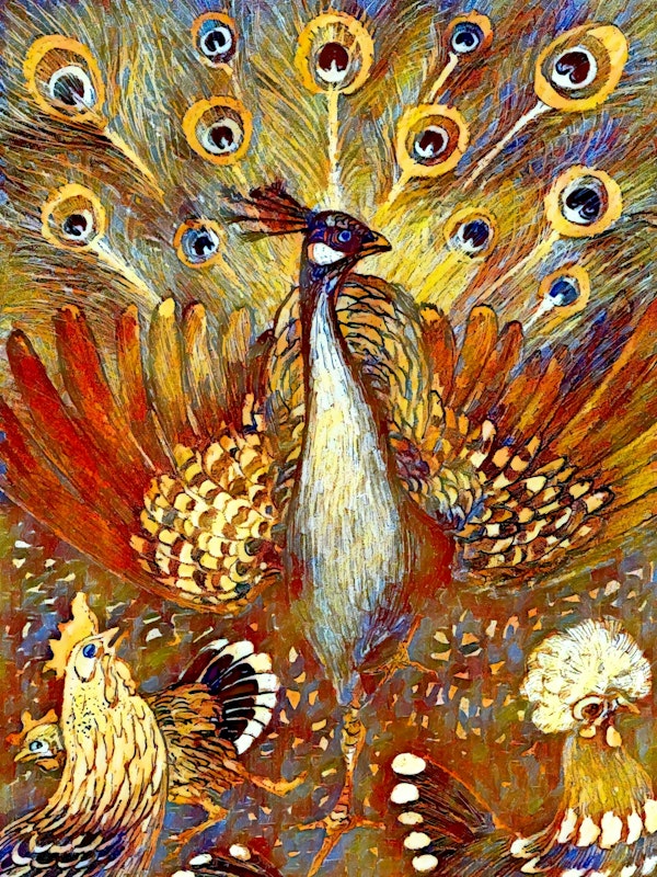 Golden Vintage Peacock