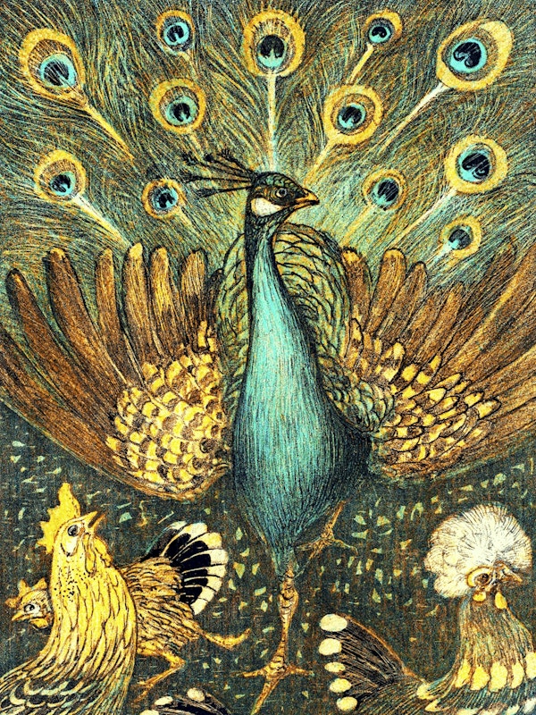 Vintage Peacock Painting