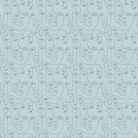 Picasso Inspired Line Art Cyan papiers peint