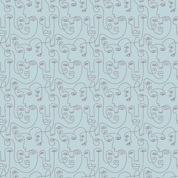 Picasso Inspired Line Art Cyan