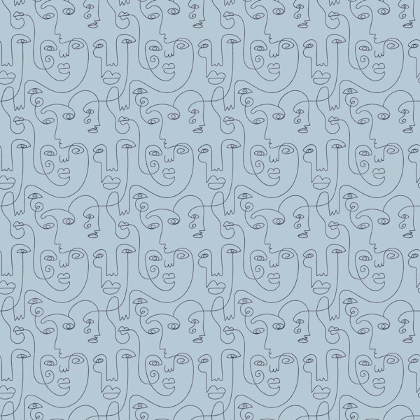 Picasso Inspired Art Blue Gray