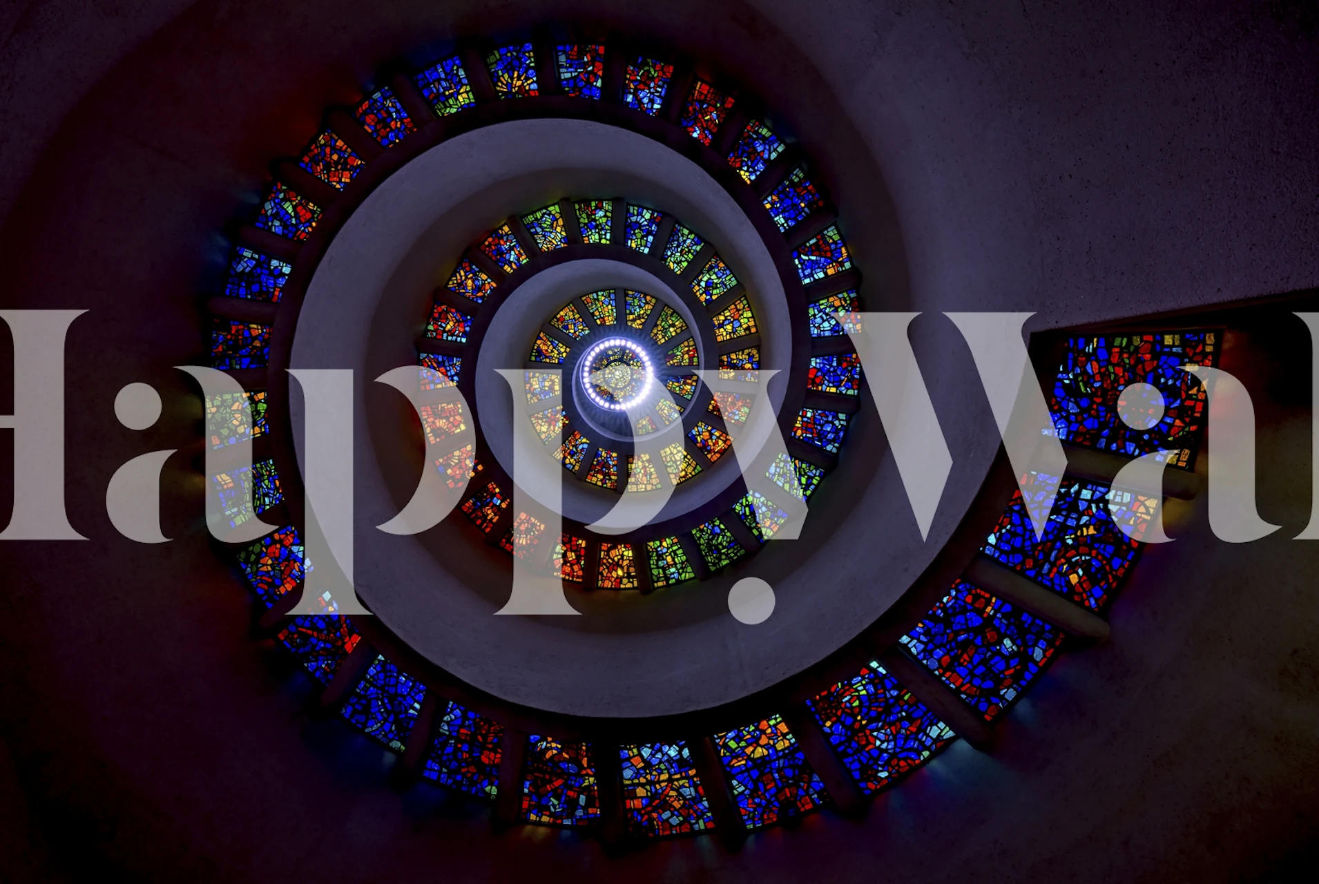 Colorful spiral stained glass wallpaper design