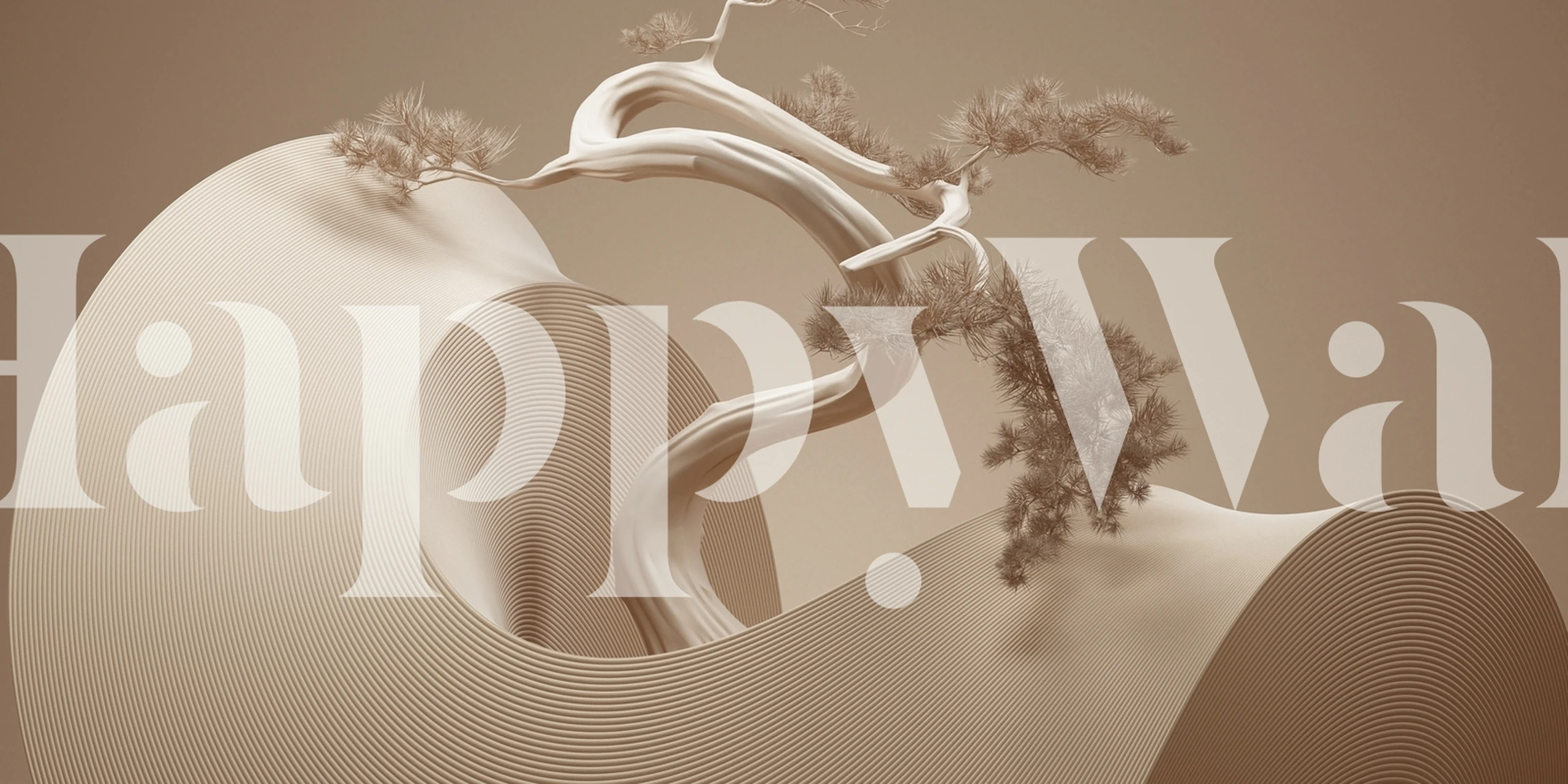 Bonsai wallpaper design in a room