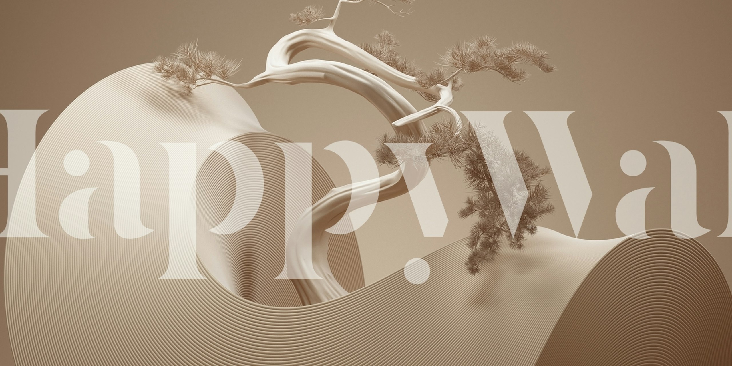 Bonsai wallpaper design in a room